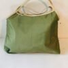 agnes b 3 Sac à main / cabas agnès b. en nylon vert olive et finitions cuir beige