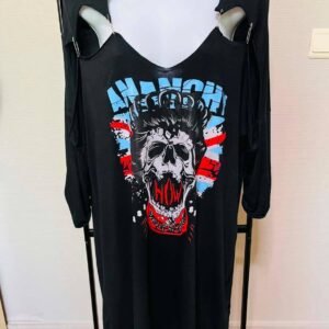 Robe T-Shirt Punk Rock – Imprimé Crâne & Épingles à Nourrice TU