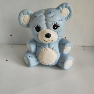 Tirelire Ours Vintage en Céramique Bleu Ciel – Déco Chambre Enfant / Kitsch Rétro