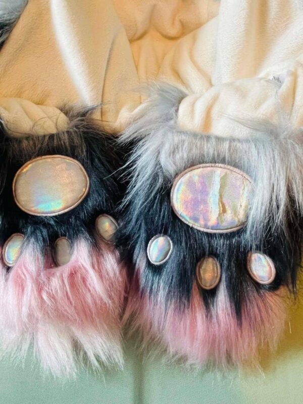renard 2 Bonnet écharpe pattes 3-en-1 en fausse fourrure style Fursuit / Kawaii