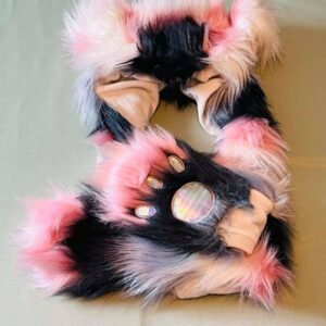 Home Bonnet écharpe pattes 3-en-1 en fausse fourrure style Fursuit / Kawaii