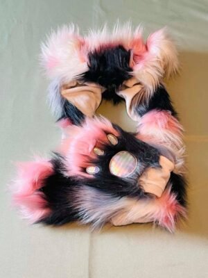Bonnet écharpe pattes 3-en-1 en fausse fourrure style Fursuit / Kawaii
