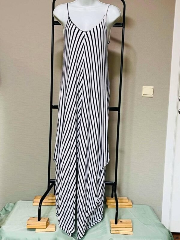 robe ligne Combinaison-pantalon longue à rayures chevrons bleu marine & Blanc – TU