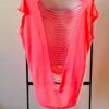 t rose Haut corail fluo Noémie L. ajouré dans le dos – Style Rock / Été - TU