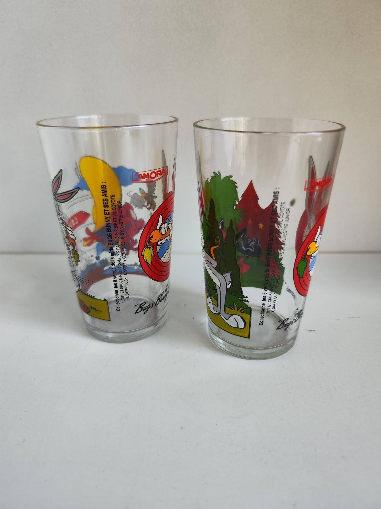 verre 2 Lot de 2 Verres à Moutarde Amora Vintage Looney Tunes (1993) - Image 4