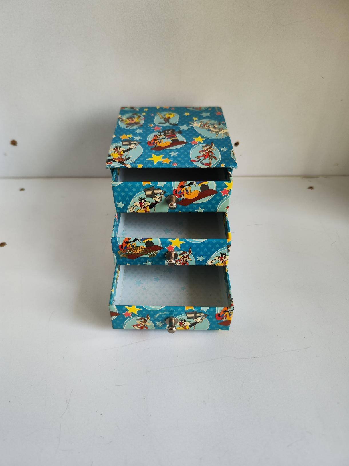 wb1 Mini-Bloc 3 Tiroirs Vintage Looney Tunes – Rangement Bureau Carton Warner Bros